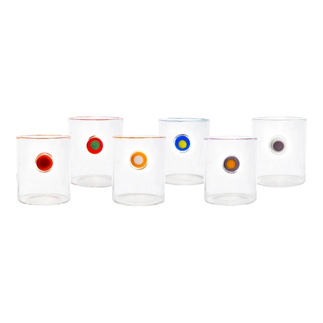 Medallion Tumblers, Multi color Set of 6 For Sale
