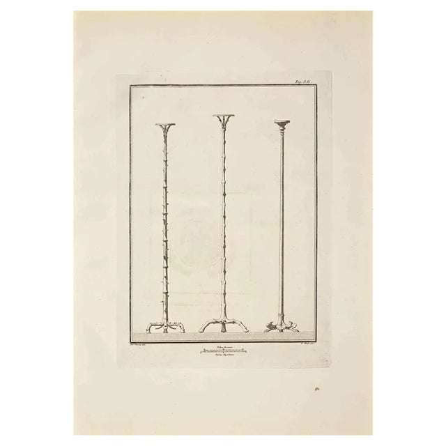 Vincenzo Aloja, Ancient Roman Fresco Herculaneum, Original Etching, 18th Century For Sale