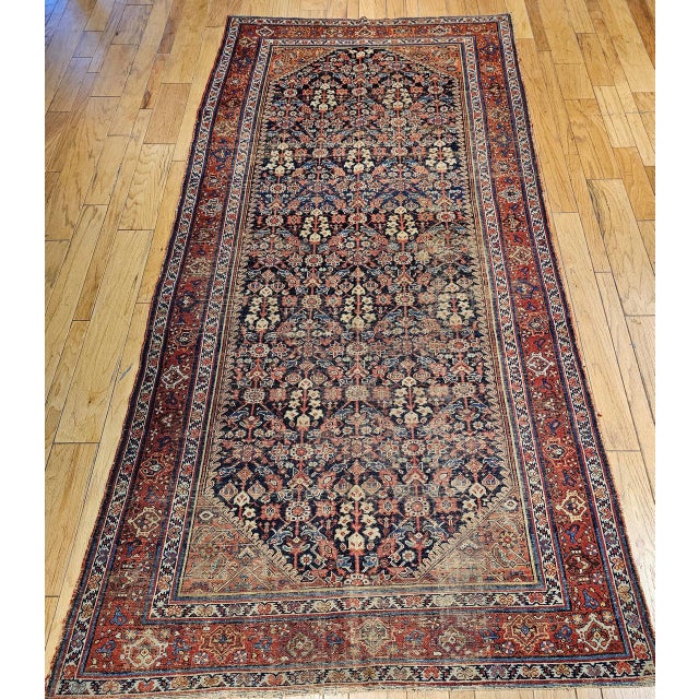 Antique Malayer Gallery Rug, Hand-Knotted Wool, Allover Geometric Pattern, Navy & Red, 6x12 For Sale In Chicago - Image 6 of 14