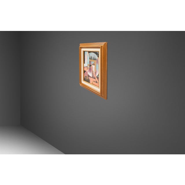 Mid-Century Modern Framed Signed Mid-Century Modern Geometric Abstraction Oil on Canvas Painting by Fred Blassingham, Usa, C. 1980s For Sale - Image 3 of 13