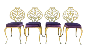 Set of 4 Gold Leafed Thinline Mfg Dining Chairs