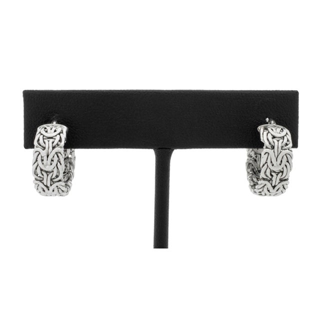 Modern 14K White Gold Earrings Set, consisting of three pairs, each worn through pierced earlobes, marked: "AK 14K Turkey,...