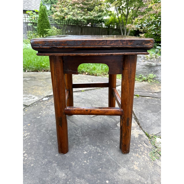 Wood Antique Provincial Chinese Hardwood Low Stool / Table For Sale - Image 7 of 15