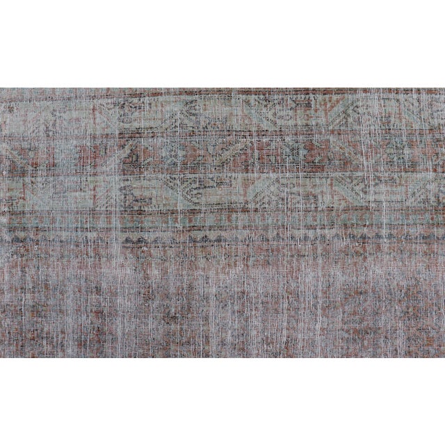 Antique Distressed Persian Mahal Rug With Large Medallion in Muted Colors For Sale - Image 10 of 12
