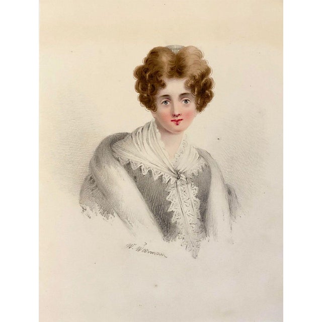 William Warman, Portrait of a Woman in a Shawl, Mid-19th Century, Watercolour For Sale