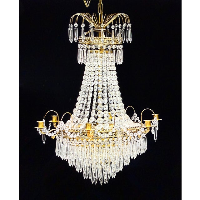 Gustavian Crystal Chandelier, 1900s For Sale - Image 6 of 8