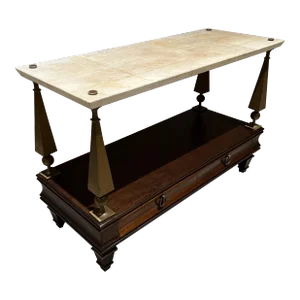 1950s Arturo Pani Console Table Mahogany Goatskin Bronze