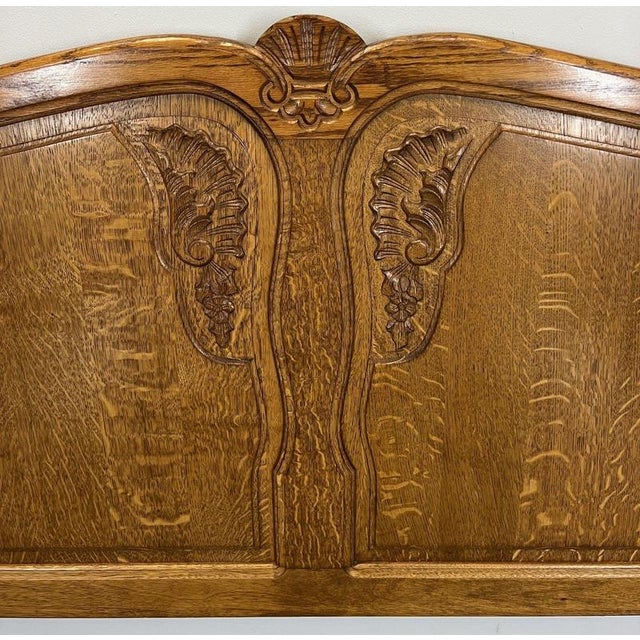 Brown Vintage French Louis XVI Double Bed Frame in Oak For Sale - Image 8 of 12
