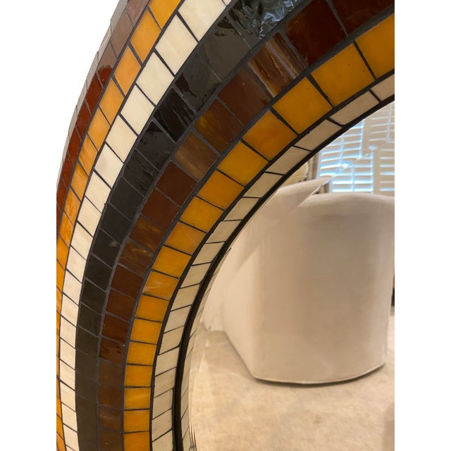 Brown Large Mid-Century Glass Tile Mosaic Mirror For Sale - Image 8 of 9