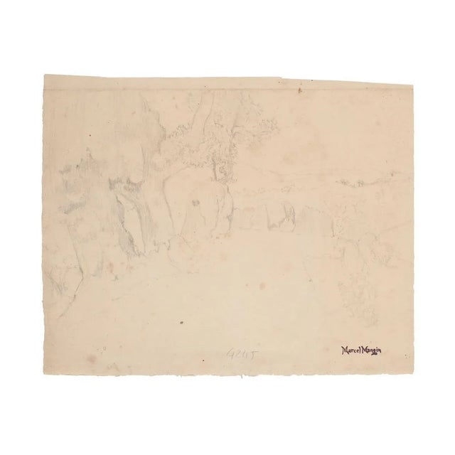 Landscape is an original drawing in pencil on paper, realized by the French artist Marcel Mangin. With the stamp of the...
