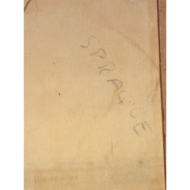 Tan Large Oil Painting of a Handsome Muscular Man, Signed Fredrick Spraque 1949 For Sale - Image 8 of 9