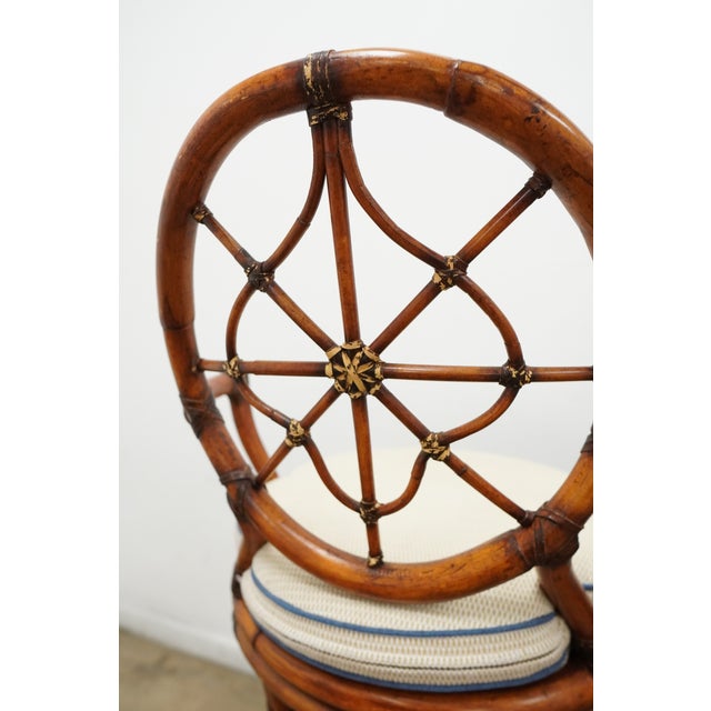 Vintage Faux Bamboo Swivel Bar Stools (Set of 4) For Sale - Image 14 of 18