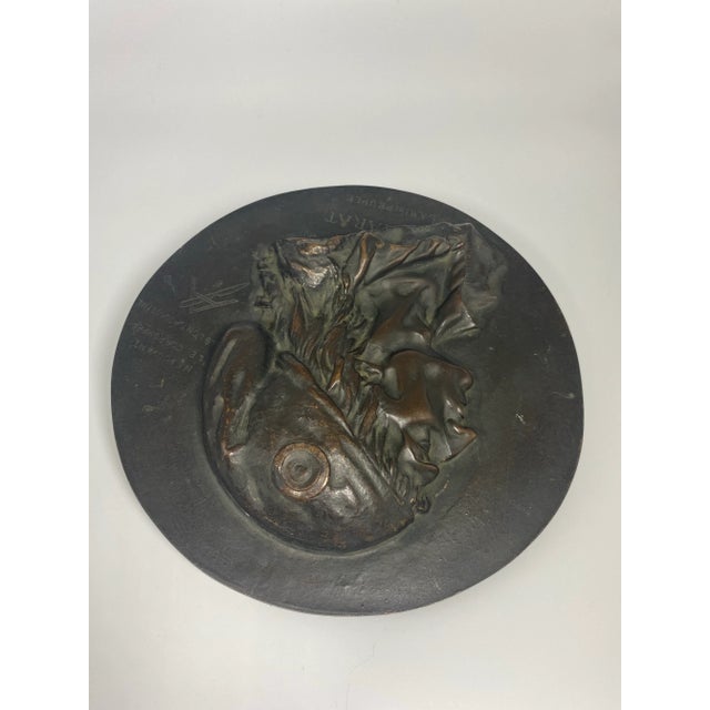 Metal 1868 French Antique Bronze Plaque of Jean Paul Marat by Jean Baptiste Buisson For Sale - Image 7 of 12