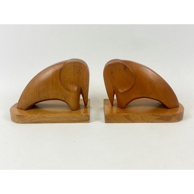 Mid-Century Carved Elephant Bookends from Rhön Kunst, 1960s, Set of 2 For Sale - Image 9 of 12