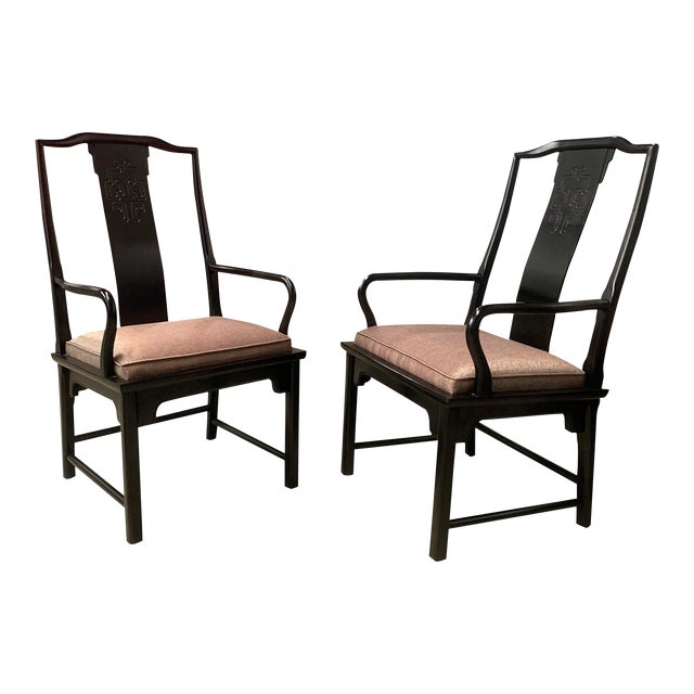 1970s Chinoiserie Dining Arm Chairs by Raymond Sobota for Century Furniture — a Pair For Sale
