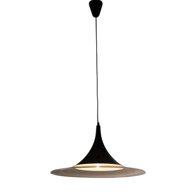 Black and Clear Acrylic Trumpet Pendant, 1980s For Sale