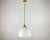 Beautiful white hand blown glass pendant light on a long suspension by famous manufacturer honsel leuchten, germany....