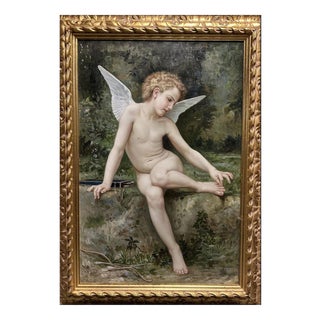 French School Artist, Cupid, 20th Century, Oil on Canvas, Framed For Sale