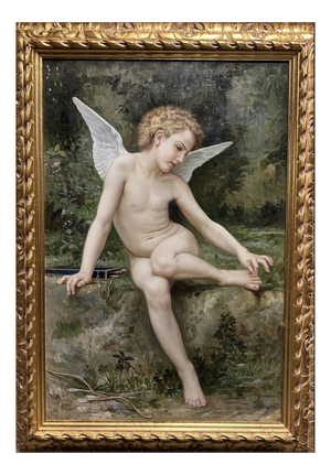 French School Artist, Cupid, 20th Century, Oil on Canvas, Framed