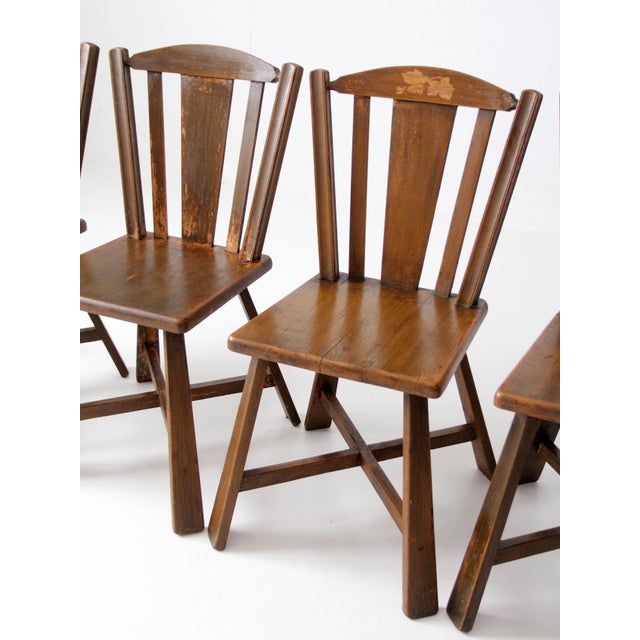 Mid-Century Modern Mid-Century Folk Wood Dining Chairs Set of 4 For Sale - Image 3 of 17