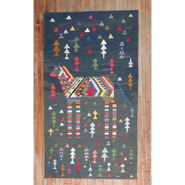 Textile Late 20th Century Zabihi Collection Persian Horse Pictorial Wall Kilim - 4'3" x 7'2" For Sale - Image 7 of 8
