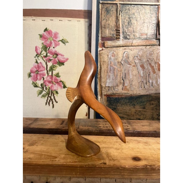 Mid-Century Modern Mid Century Modern Wooden Bird in Flight Sculpture For Sale - Image 3 of 8