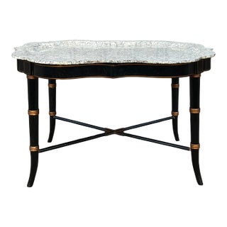 Maitland Smith Black Lacquer Tray Top Coffee Table For Sale