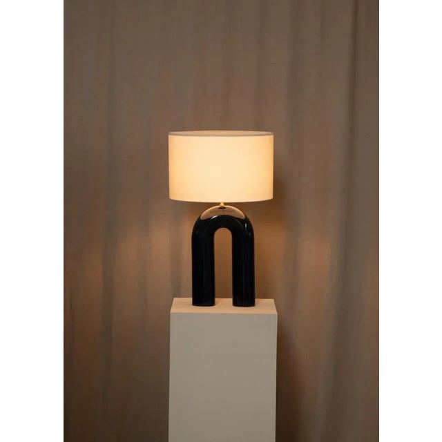 Contemporary Midnight Ceramic Arko Table Lamp by Simone & Marcel For Sale - Image 3 of 4