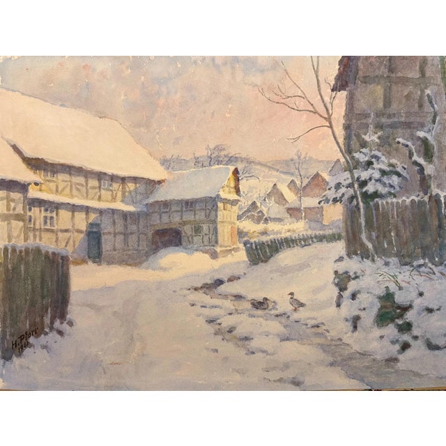 Heinrich Pforr, Meißner Village with Ducks, Oil Painting on Canvas For Sale - Image 9 of 9
