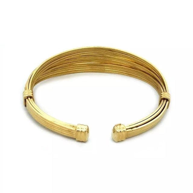 Contemporary Roberto Coin Bracelet 18k Yellow Gold Cuff Vintage Multi-Band 1226vi For Sale - Image 3 of 6