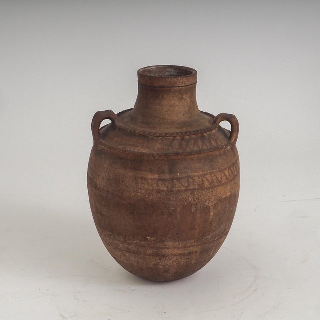 Vintage Earthenware Storage Vessel with Incised and Painted Motifs, 1950s For Sale - Image 6 of 11