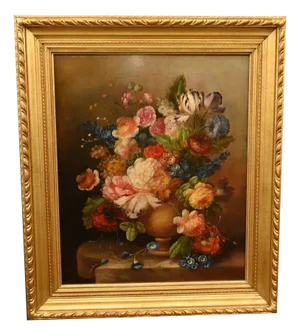 Georgian Artist, Still Life with Flowers, Oil Painting, Framed