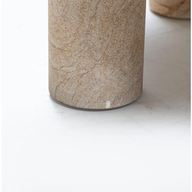 Golden Stone Tables with Interlocking Legs, 1970s, Set of 3 For Sale - Image 4 of 18