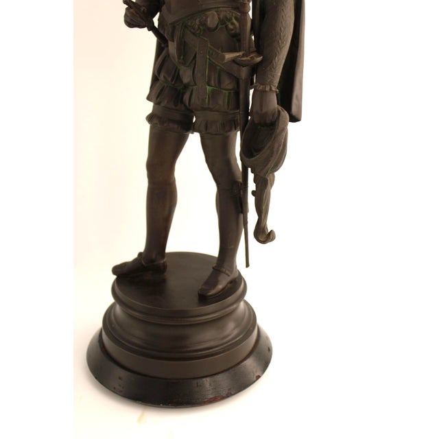 Antique Large Spelter Sculpture of Renaissance Nobleman, French 19th Century For Sale - Image 9 of 15