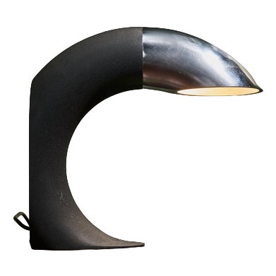 Circular Black Steel and Aluminum Table Lamp from Fratelli Martini, Italy, 1975s For Sale
