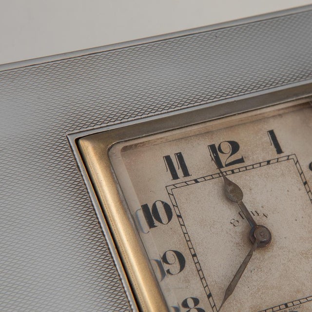 20th Century English Art Deco Solid Silver Cigarette Box with Clock, London, 1920s For Sale - Image 13 of 18