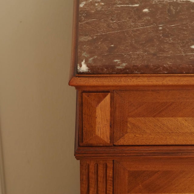 Louis XVI Chest of Drawers in Walnut with Marble Top, 1880s For Sale - Image 6 of 18