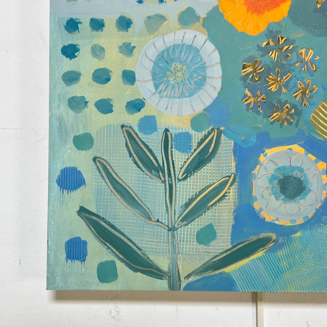 Blue Pair of Paintings by Sigrid Olsen, Circa 2000s For Sale - Image 8 of 10