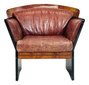 Art Deco Lounge Chair in Burlwood & Leather, France 1940's