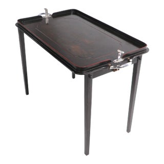 Vintage Folding Table With Train Motif For Sale