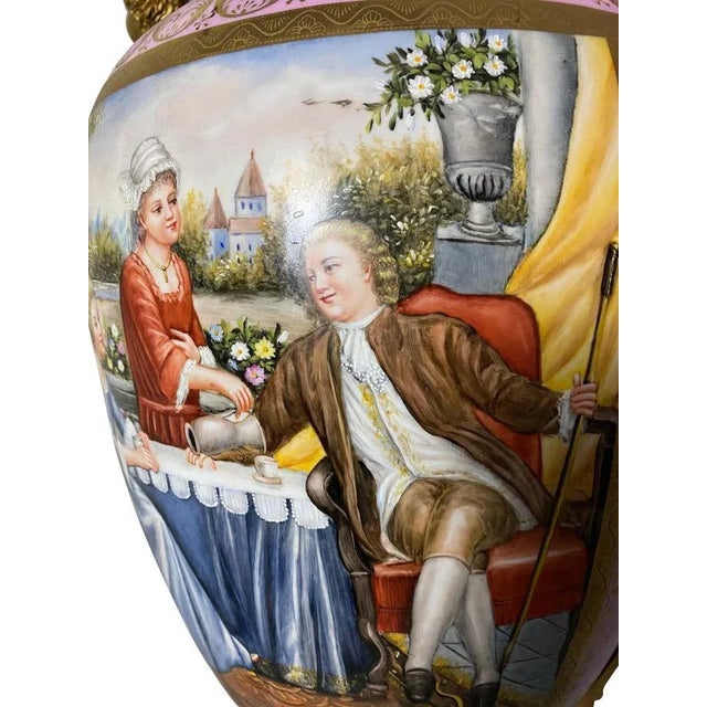 French Sèvres Porcelain Vases in Pink, 20th Century, Set of 2 For Sale - Image 15 of 16