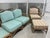 David Francis Chippendale Rattan Sofa Set. Couch, Chair and Ottoman, Like New, for Fraction of Price. Quality, Designer Furniture in a Coastal Design. For Sale - Image 9 of 12