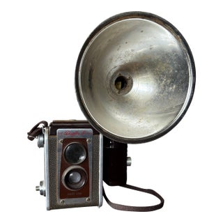 Vintage Kodak Duaflex IV Camera With Kodalite Flasholder – Mid Century Twin Lens Reflex Camera Decor For Sale