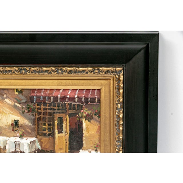 Mid 20th Century Mid 20th Century Signed Giani “On the Terrace” Framed Oil on Canvas Cafe Scene For Sale - Image 5 of 18