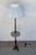Vintage Regency Style 2 Light Embellished Bronze Floor Lamp With Attached Marble Table and Shade For Sale In Los Angeles - Image 6 of 15