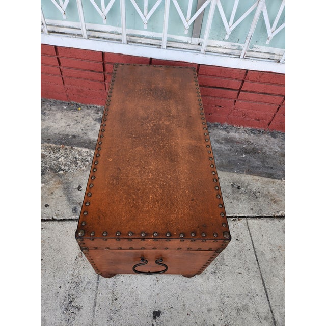 Animal Skin Vintage Leather Trunk Box For Sale - Image 7 of 12