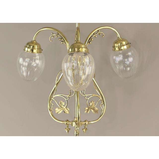 Art Nouveau Three-Light French Chandelier, 1900s For Sale - Image 4 of 16