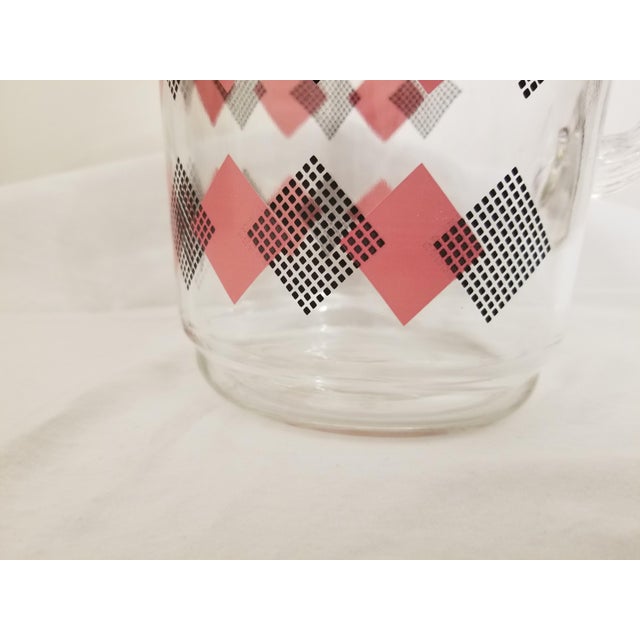 Pink 1960s Vintage Hazel Atlas Pink and Black Domino Glass Pitcher For Sale - Image 8 of 10