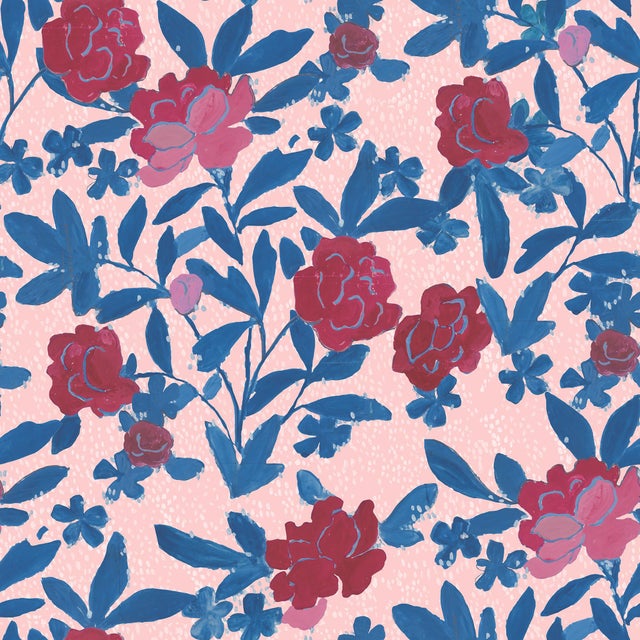 Art Deco Sample - Floral Bouquet Wallpaper by Paule Marrot in Light Pink For Sale - Image 3 of 3