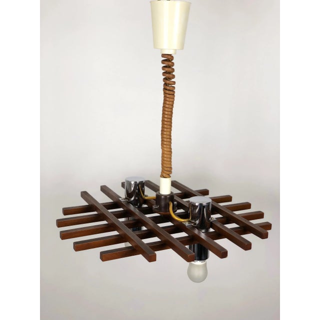 Esperia Teak Ceiling Light from Esperia, Italy, 1960s For Sale - Image 4 of 8